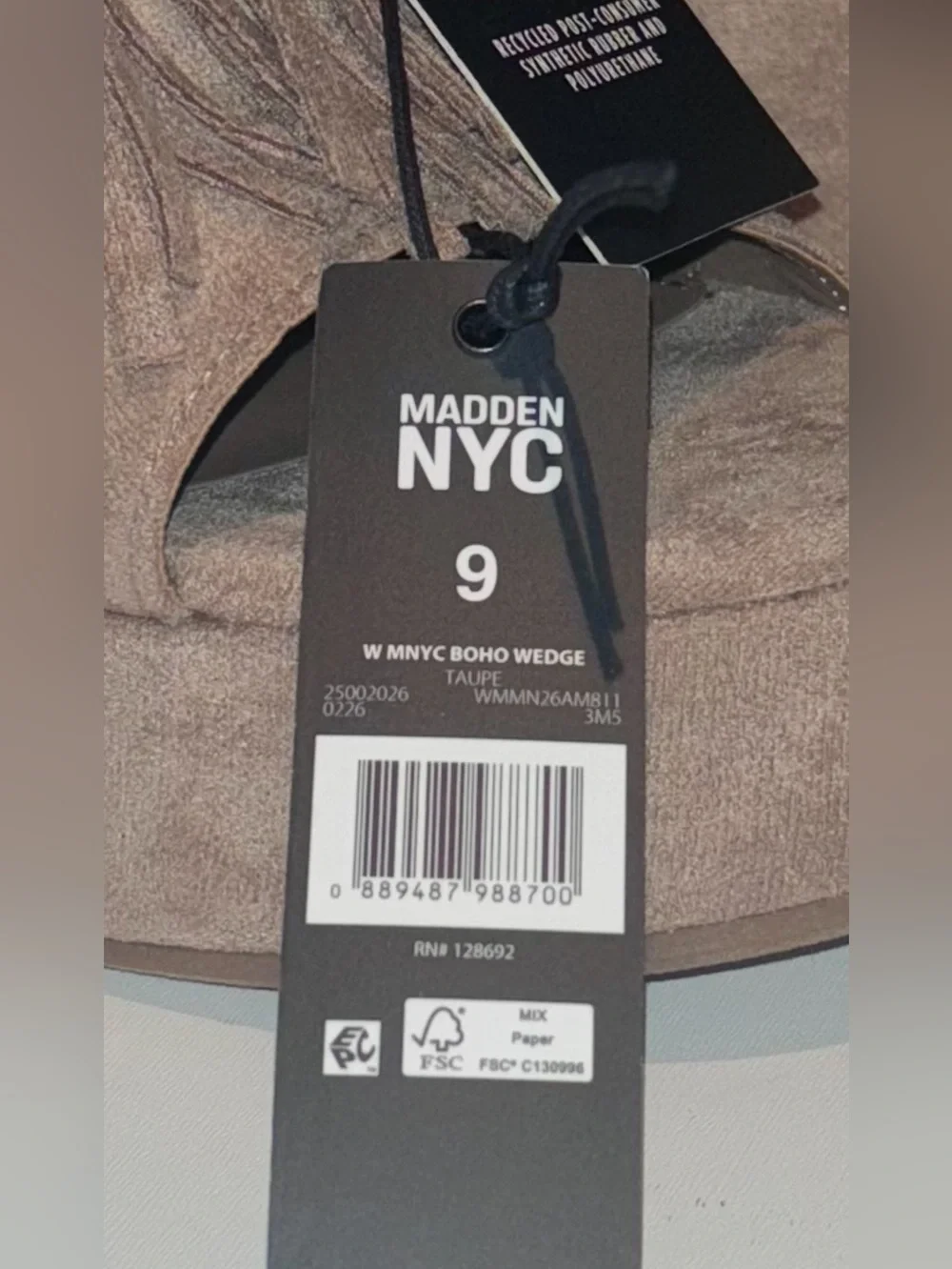 Madden NYC Fringe Wedge Slide Sandals Taupe Faux Suede Platform Size 9 NWT